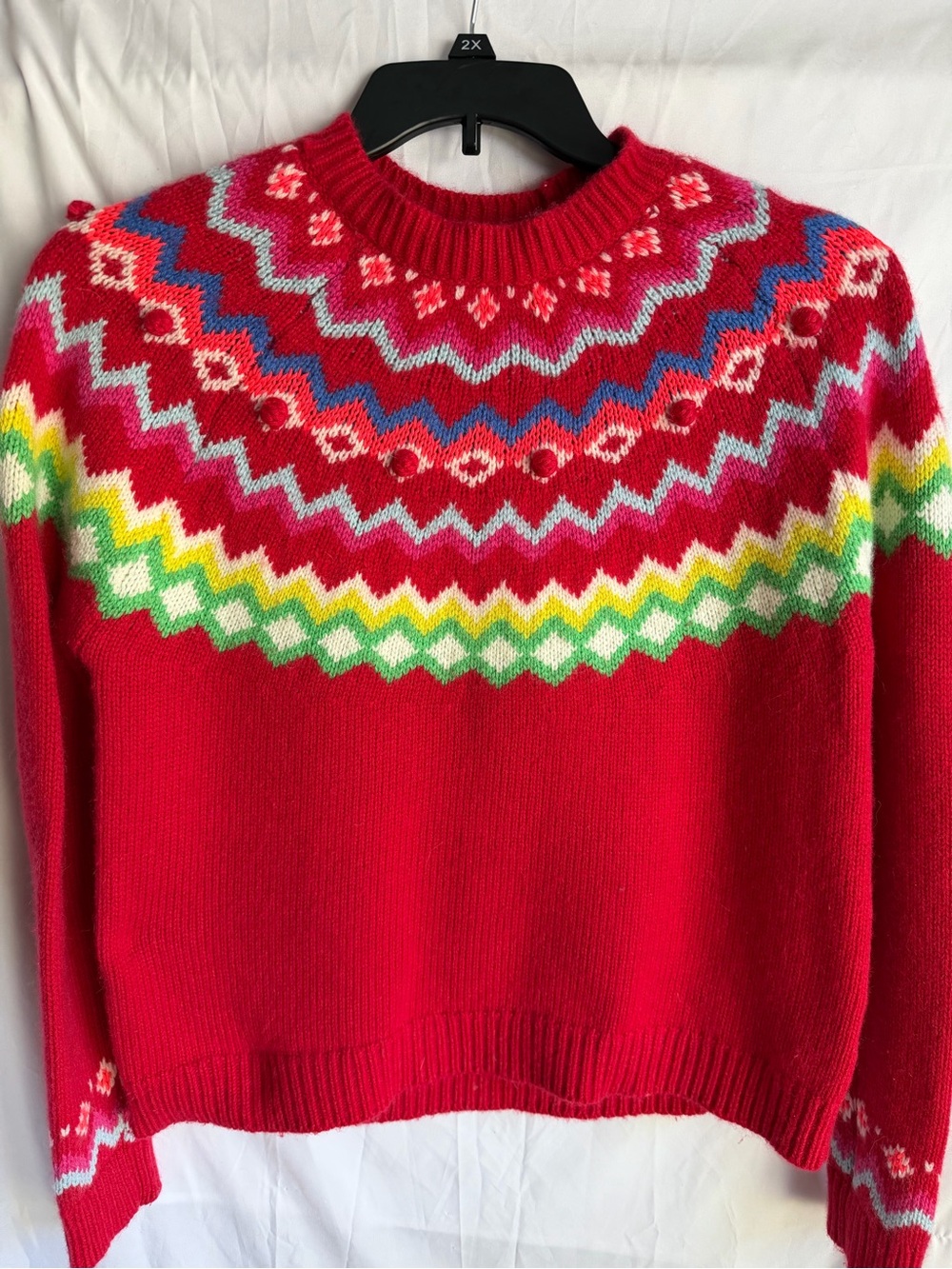 Boden Emma Red Multicolor Fair Isle Apres Ski Cabincore Preppy Women's Sweater 6